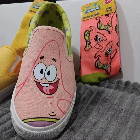 NWOB SpongeBob Squarepants & Patrick Slip On Canvas Sneaker Mens Shoe Sz 8.5 - Picture 4 of 12